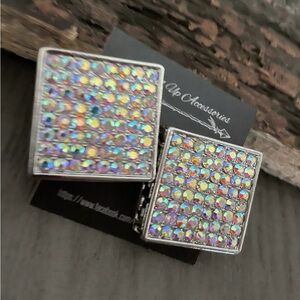 Large Square Rhinestone Earrings